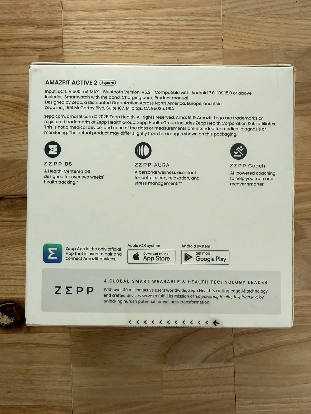 Amazfit Active 2 Premium Version Square Smartwatch GPS Heart Rate New in Box NWT